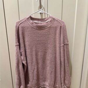 Aerie Soft Pink/Light Ted Knit Pullover Sweatshirt